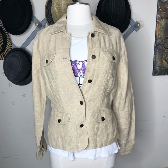 J Jill tan linen jacket extra small - Picture 1 of 8